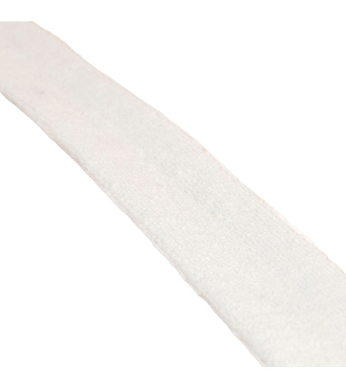 Bouclé-Schrägband, 80 % Baumwolle, 20 % Polyester, 27 mm, weiß, pro Meter, hergestellt in Europa