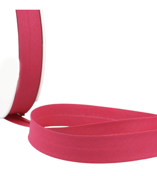 Gefaltetes Schrägband aus Stoff in Fuchsia pro Meter, hergestellt in Frankreich