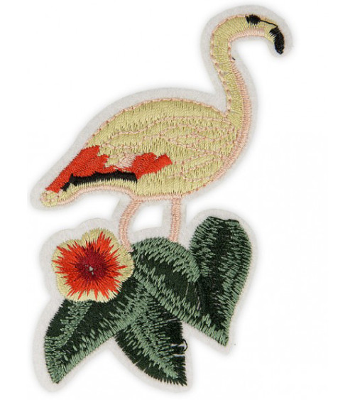 Großformatiger Bügelflicken Gelber Flamingo 6 x 10 cm