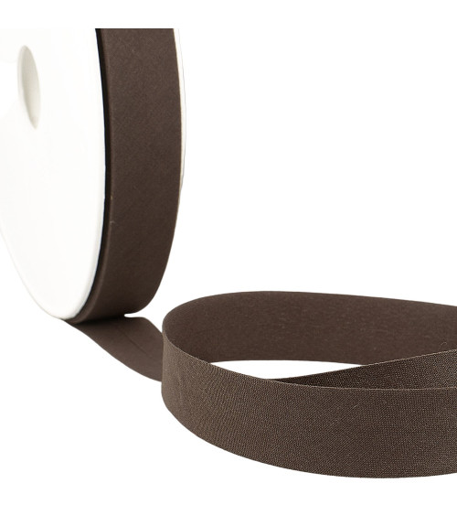 Folded bias tape all textile coffee brown by the meter made in France