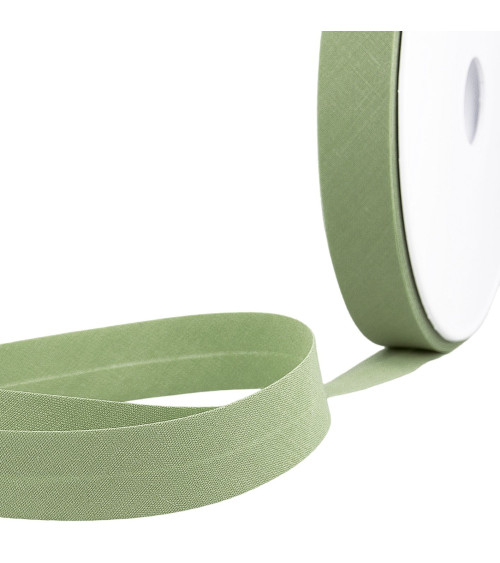 Folded bias tape all light khaki green textile by the meter made in France