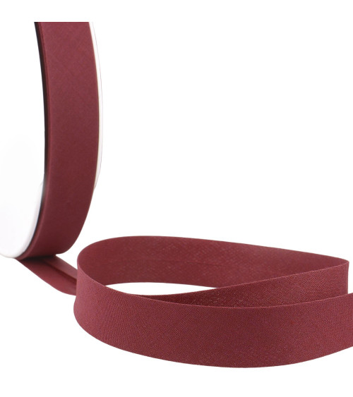 All-fabric burgundy folded bias by the meter made in France