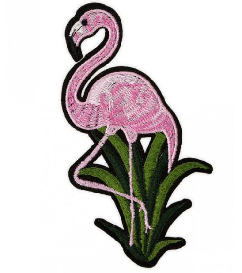 Large format iron-on badge Pink flamingo 7 x 13.5cm