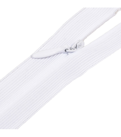 Adjustable non-separable invisible zipper - white