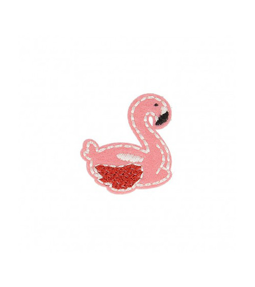 Flamingo iron-on badge 3cm x 2.5cm