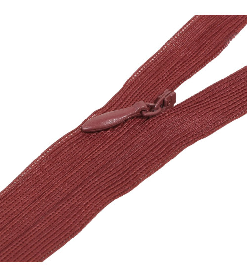 Adjustable non-separable invisible zipper - Beaujolais red