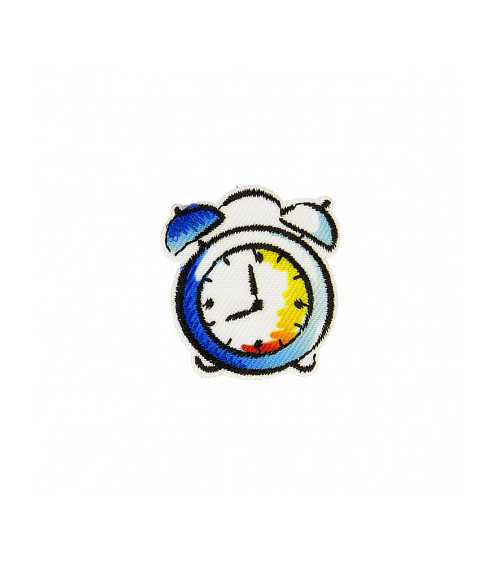 Blue Alarm Clock Iron-on Badge 2.5cm x 2.5cm