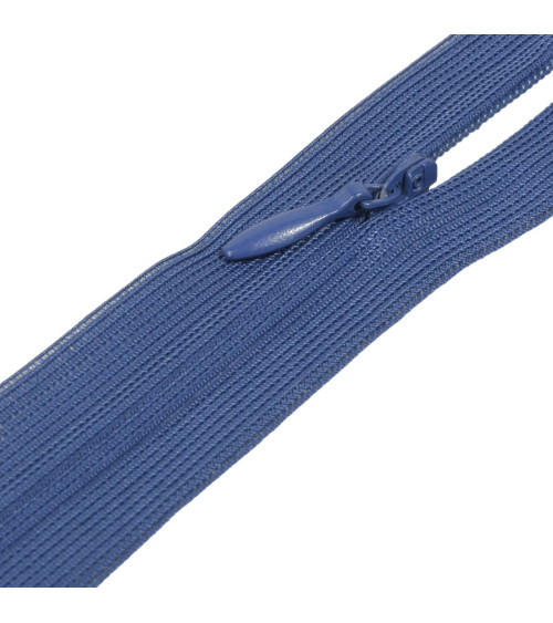 Adjustable non-separable invisible zipper - French blue