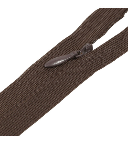 Adjustable non-separable invisible zipper - brown