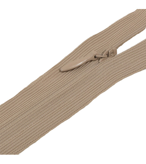 Adjustable non-separable invisible zipper - stone beige