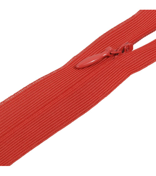 Adjustable non-separable invisible zipper - fire red