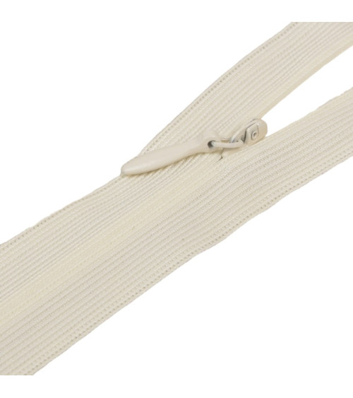 Adjustable invisible non-separable zipper - ivory