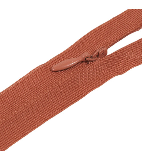 Adjustable non-separable invisible zipper - rust orange