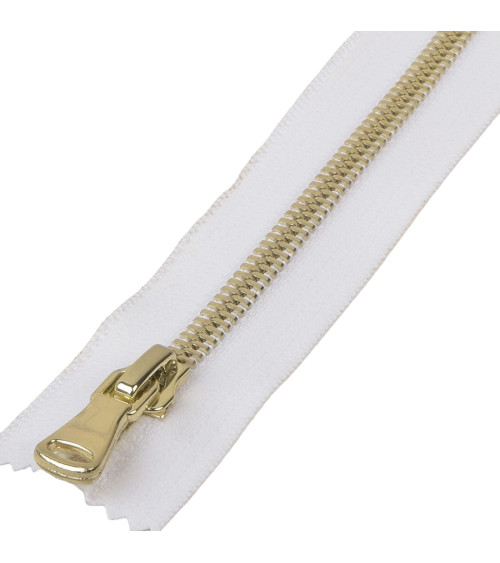 Non-separable coated closure, gold-white metal mesh