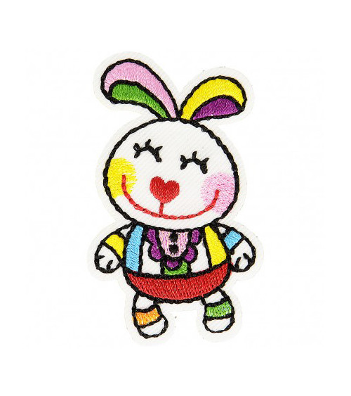 Happy Rabbit iron-on badge 6cm x 3cm