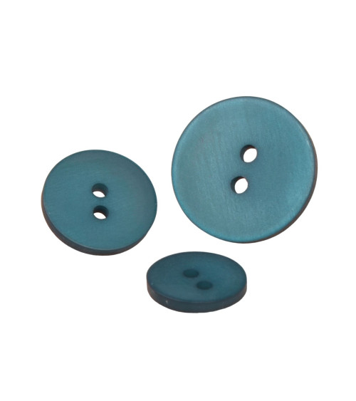 Canary blue satin 2-hole button