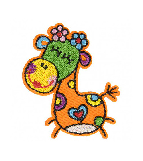 Happy Giraffe iron-on badge 6cm x 5cm