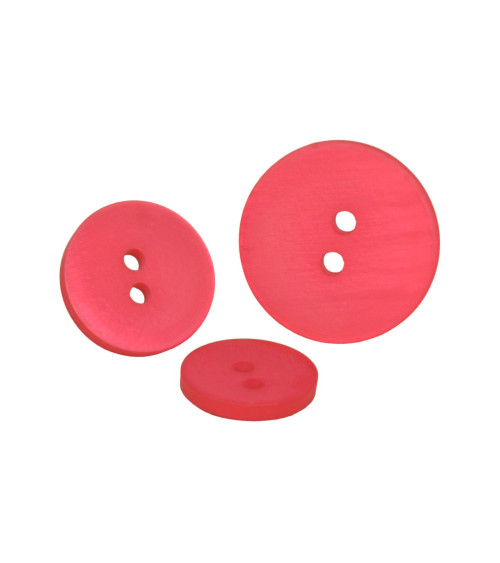 Set of 6 fuchsia satin 2-hole buttons