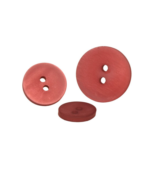 Set of 6 2-hole satin burgundy buttons