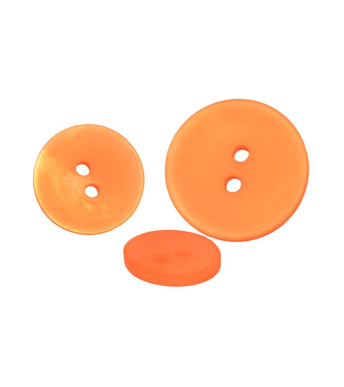 Set of 6 orange satin 2-hole buttons