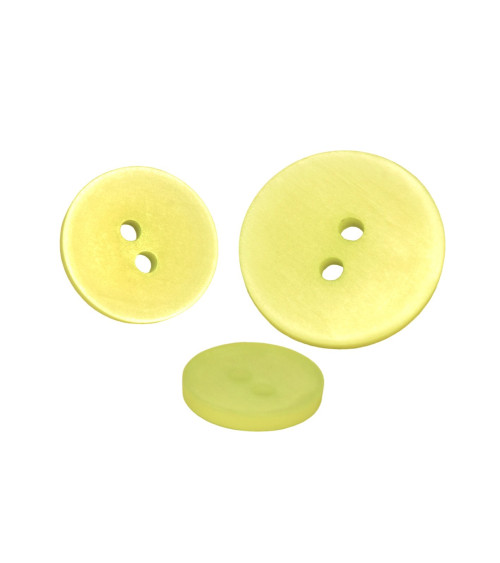 Set of 6 light green satin 2-hole buttons