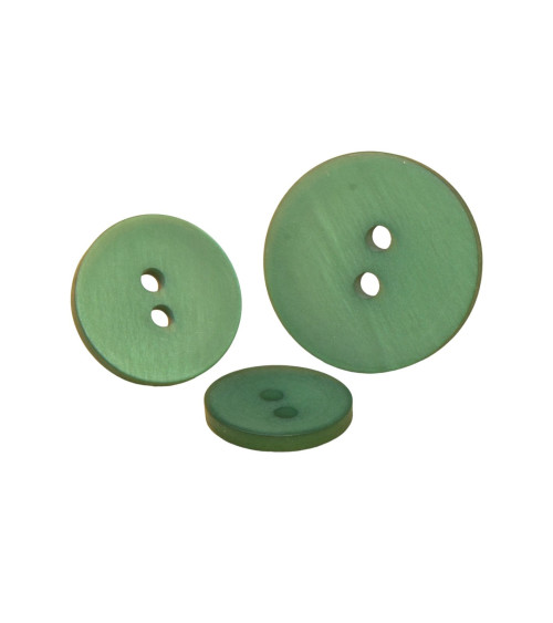 Set of 6 2-hole satin buttons in fir green