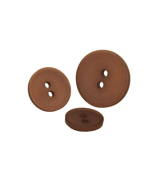 Set of 6 brown satin 2-hole buttons