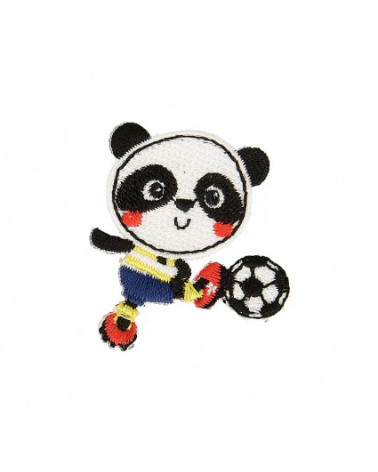 Ecusson thermocollant Panda au foot 4cm x 4cm