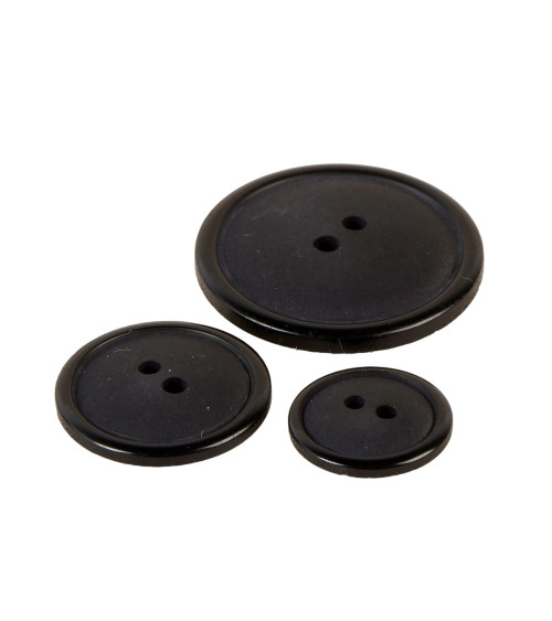 Classic black 2-hole round button