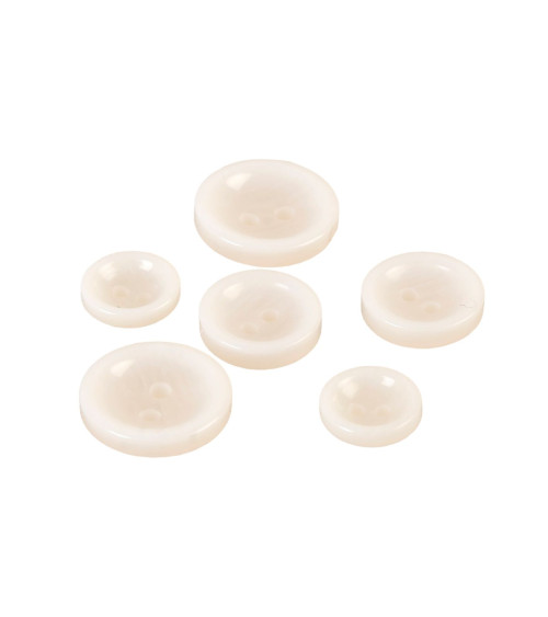 Set of 6 round buttons 2 holes white