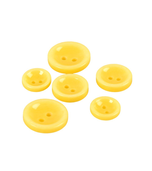 Set of 6 round buttons 2 holes yellow