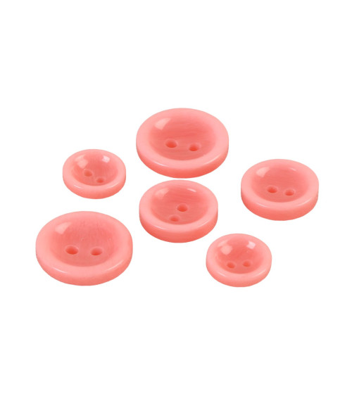 Set of 6 round buttons 2 holes pink