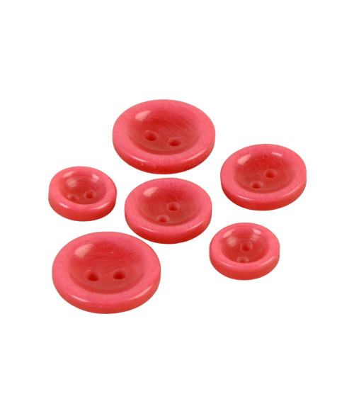 Set of 6 round buttons 2 holes red