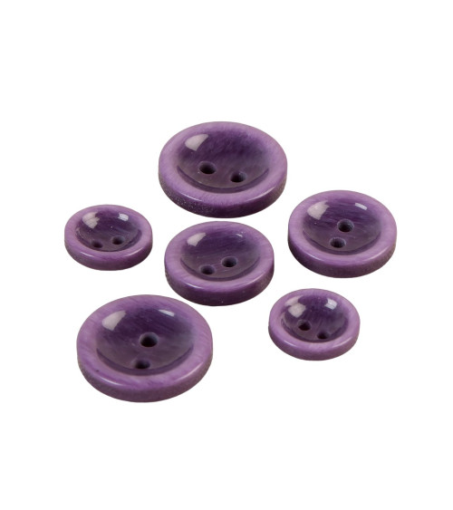 Set of 6 round buttons 2 holes purple