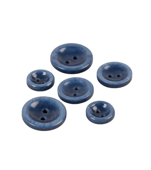 Set di 6 bottoni rotondi blu navy a 2 fori