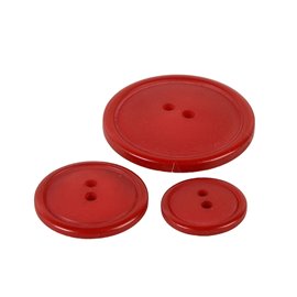 Lot de 6  boutons ronds 2 trous classique rouge