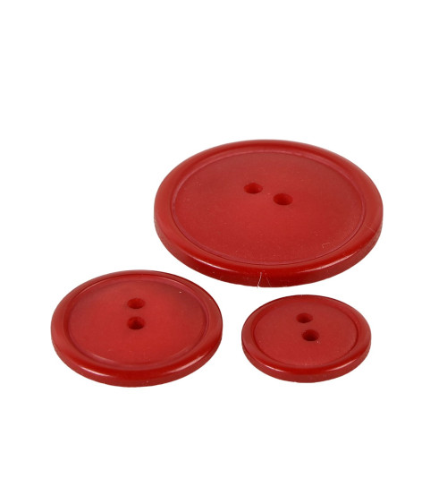 Set di 6 bottoni rotondi 2 fori rosso classico