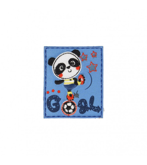 Iron-on patch Big Panda playing football 4.5cm x 6cm