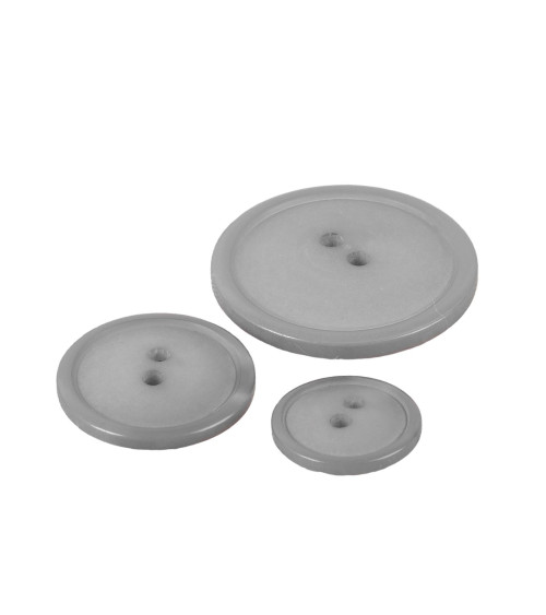 Lot de 6  boutons ronds 2 trous classique gris