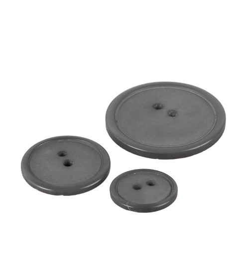 Set of 6 classic grey 2-hole round buttons