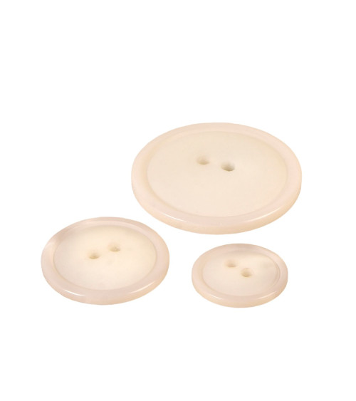 Lot de 6  boutons ronds 2 trous classique ivoire