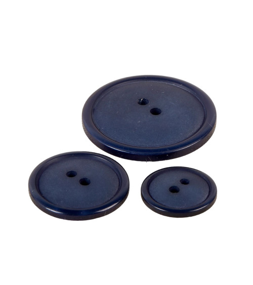 Lot de 6  boutons ronds 2 trous classique bleu marine