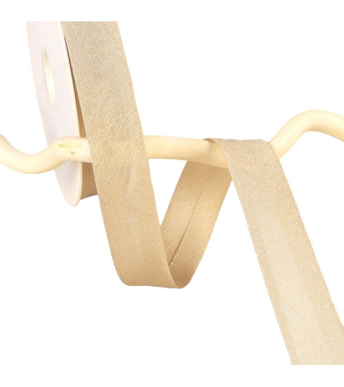 25-m-Rolle beige schillerndes Metall, Schrägband 20 mm