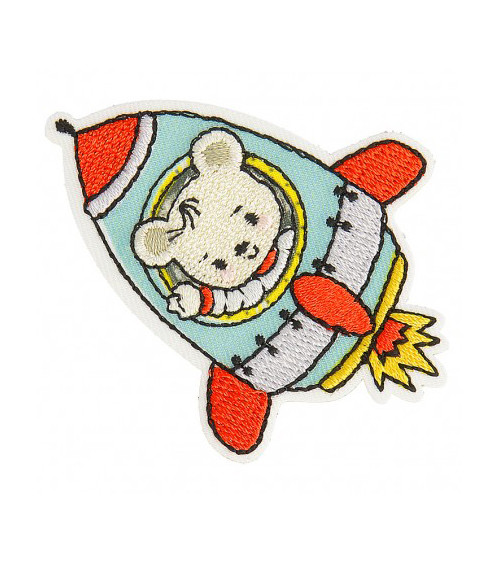 Rocket Bear Iron-on Badge 5cm x 6cm