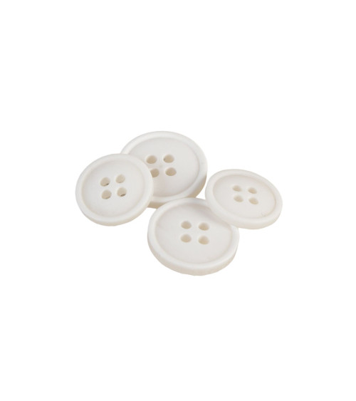 Set of 6 white 4-hole organic resin buttons