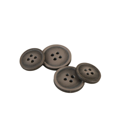 Set of 6 organic resin buttons 4 holes brown