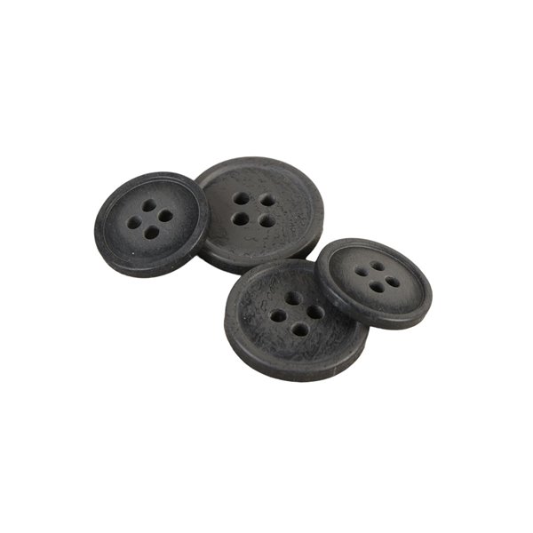 Lot de 6 boutons bio résine 4 trous gris anthracite