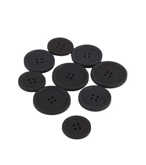 Set of 6 black 4-hole bio resin buttons