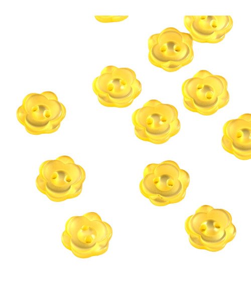 Set of 6 2-hole flower buttons 13mm yellow