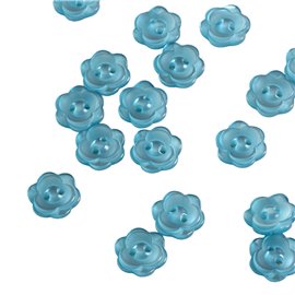Lot de 6 boutons 2 trous fleur 13mm bleu
